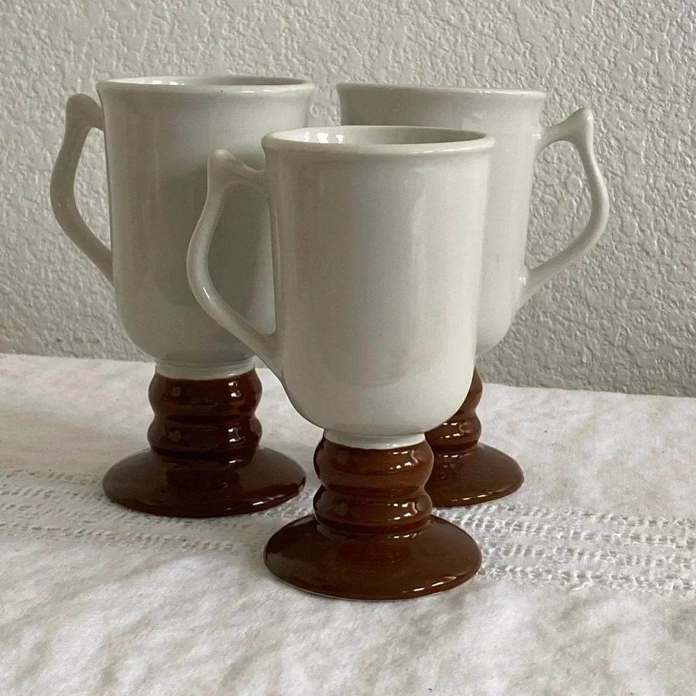 Vintage 1970's 3 Ceramic Irish Coffee Mugs Made in the USA by HALL 1273